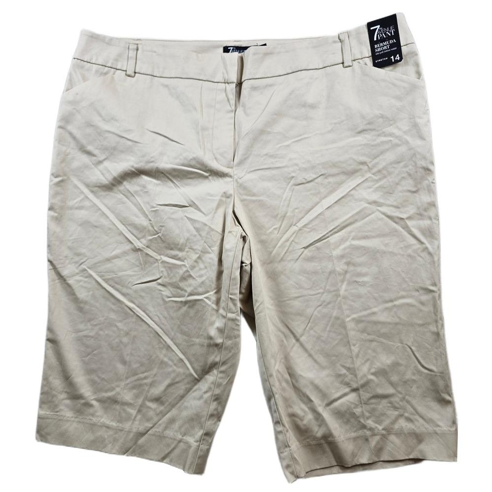 New York & Company Bermuda Shorts Womens 14 Khaki Tan Stretch 7th‎ Avenue NEW